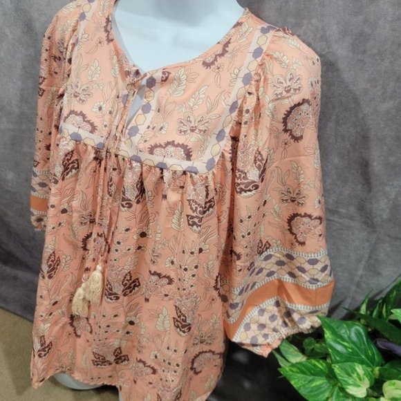 MISSLOOK Bohemian Style Puff Sleeve Blouse Size Medium - Picture 5 of 12